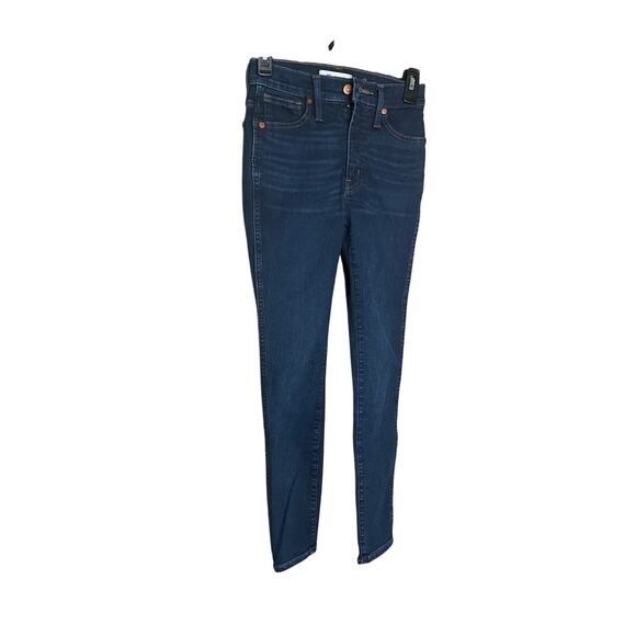 Madewell 10" High-Rise Skinny Jeans Denim Whisker Dark Wash Blue Womens Size 24P - Picture 1 of 3